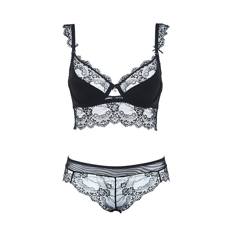 Online discount shop Australia - Fashion sexy bra set small thin plus size push up bra adjustable female underwear set