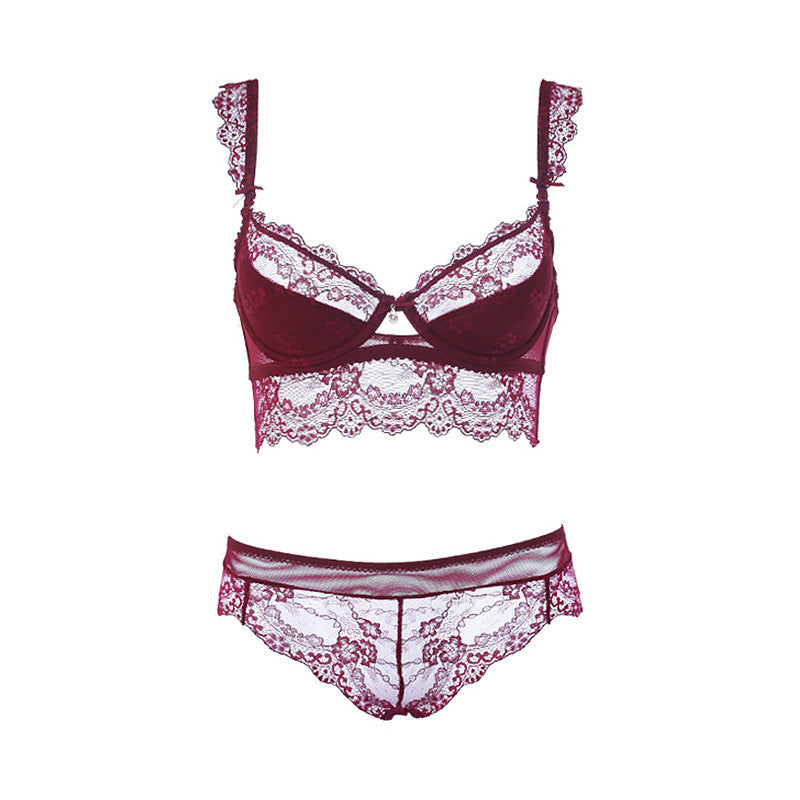 Online discount shop Australia - Fashion sexy bra set small thin plus size push up bra adjustable female underwear set