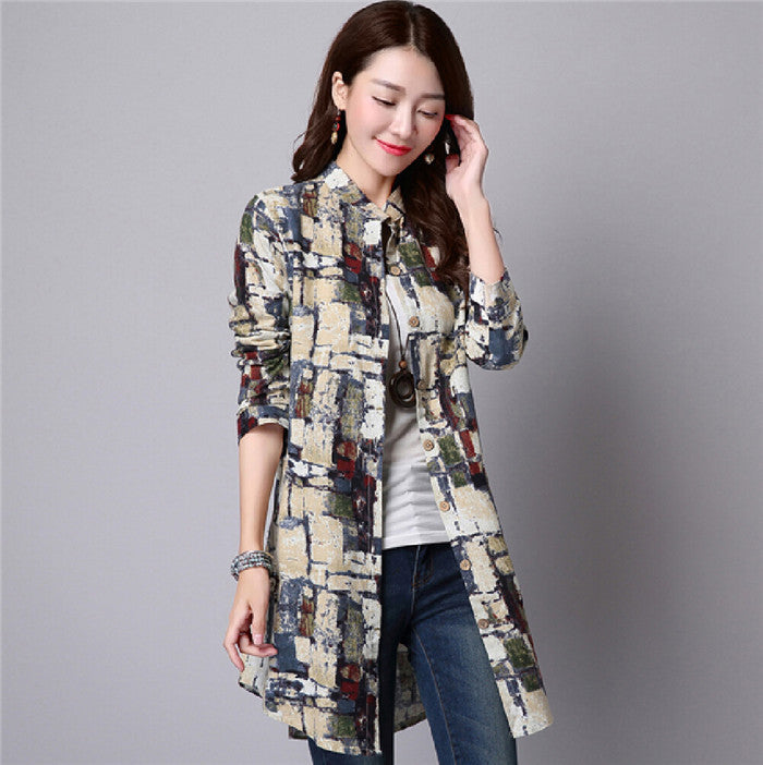 Online discount shop Australia - Blouse linen big dress shirt female ladies Long Sleeve Casual Blouse Plus Size women Casual Style Cotton Shirts