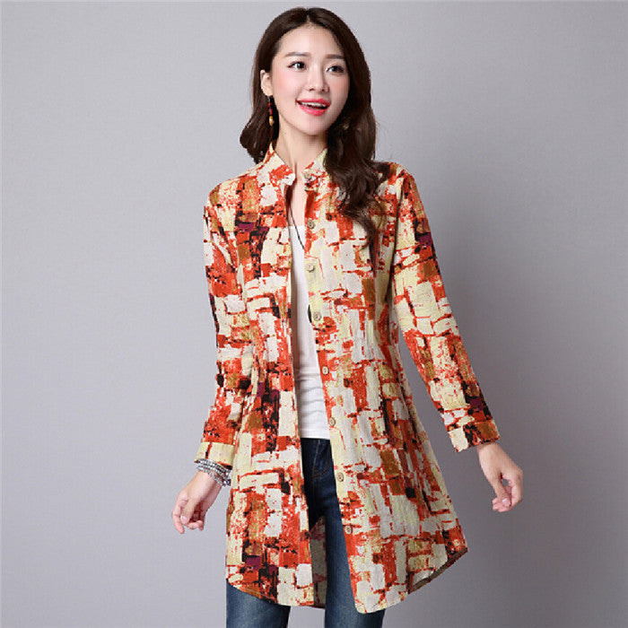 Online discount shop Australia - Blouse linen big dress shirt female ladies Long Sleeve Casual Blouse Plus Size women Casual Style Cotton Shirts