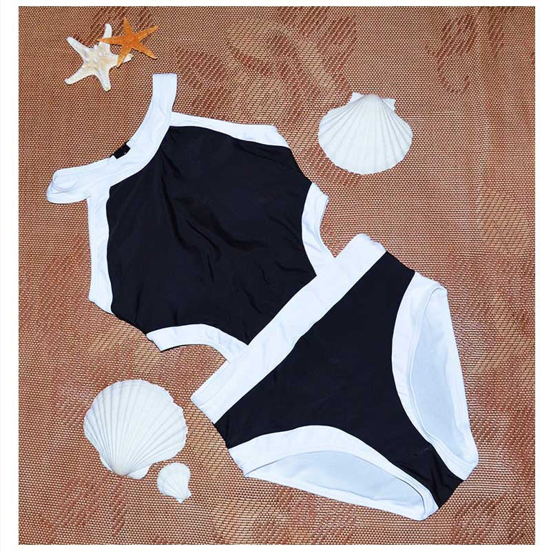 Patchwork Halterneck Padded Sexy Women Monokini One Piece Swimsuit Backless Female Swimwear Black New Swimsuits - CelebritystyleFashion.com.au online clothing shop australia