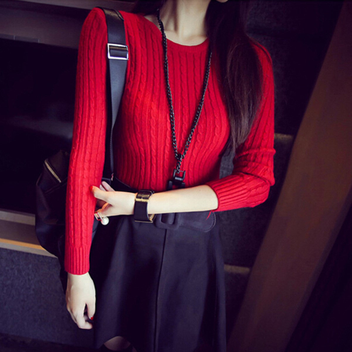 Autumn Winter Mujer Bottoming Shirt Fashion Womens Long Sleeve O Neck Hemp Flower Pullover Slim Elastic Knitted Sweater - CelebritystyleFashion.com.au online clothing shop australia