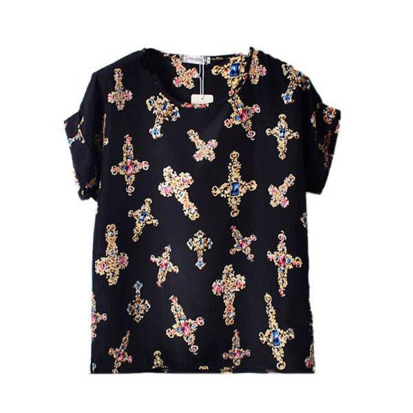 ing Lots Women Lady Batwing Chiffon Top T-Shirt Casual Printed Tops Shirts Women Clothes