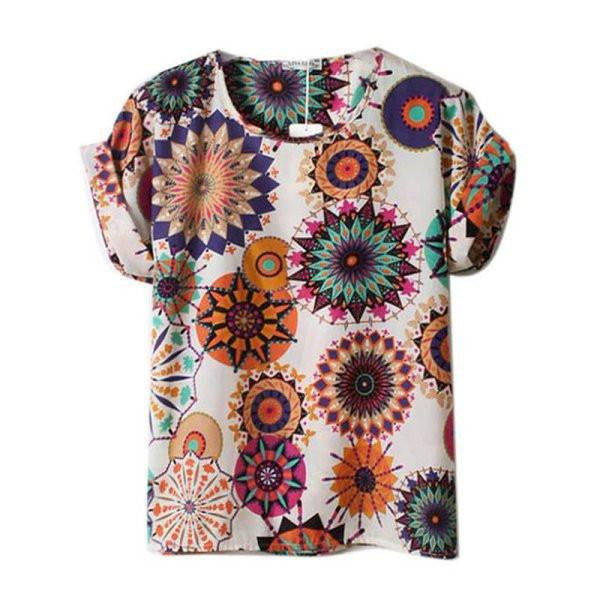 ing Lots Women Lady Batwing Chiffon Top T-Shirt Casual Printed Tops Shirts Women Clothes