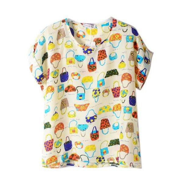 ing Lots Women Lady Batwing Chiffon Top T-Shirt Casual Printed Tops Shirts Women Clothes