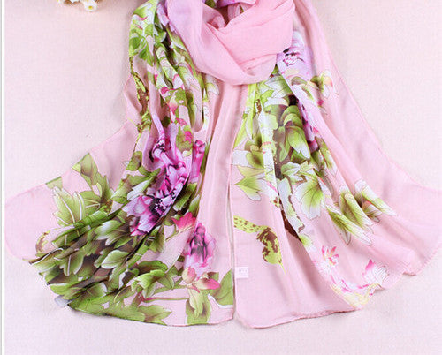 Print Silk Chiffon Scarf Women's Foulard Soie Shawls and Scarves Long Shawl Printed Cape Chiffon Tippet Muffler 160*50cm