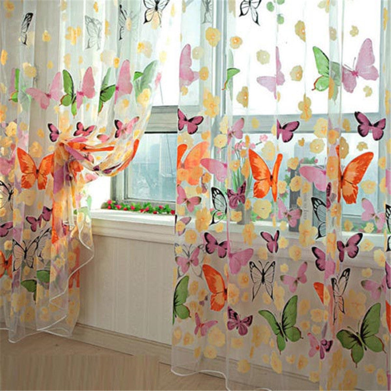 Online discount shop Australia - Butterfly Sheer Curtain Organza Child Window Balcony Tulle Curtains for Living Room Home Decor Curtain N846