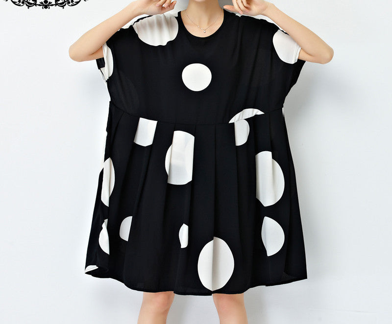 Summer Dress Plus Size Women Chiffon Polka Dot Clothing Loose Big Size Female Casual Dress Soft Draped Fashion Clothing 4XL