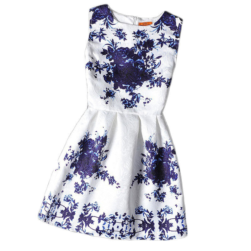 Online discount shop Australia - Flower Girls Dresses Floral Print Sleeveless Kids Dresses for Girls Clothes Party Princess Dress Children 6-12Y