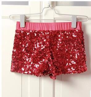 Women Elastic High Waist Sequins Booty Shorts Silver Black Gold Red DS hip hop jazz Sparke Shorts Outfit