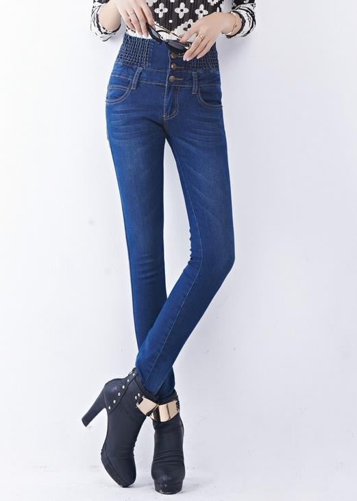 Online discount shop Australia - AQ225 New Fashion Warm Velvet High Waist Jeans Women Thick Skinny Pencil Denim Trousers Slim Plus Size Pencil Pants