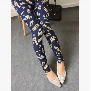 Online discount shop Australia - Floral patterned Printed Leggings Fashion Sexy Women Lady Slim Cotton Pants Black white Vintage graffiti trousers