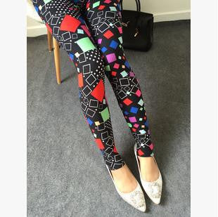 Online discount shop Australia - Floral patterned Printed Leggings Fashion Sexy Women Lady Slim Cotton Pants Black white Vintage graffiti trousers