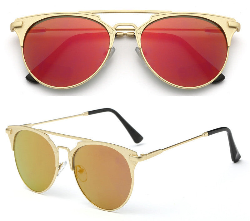 Pink Vintage ladies Women Sunglasses round Fashion Luxury flat mirror sun glasses Sunglasses for women Oculos De Sol Feminino - CelebritystyleFashion.com.au online clothing shop australia