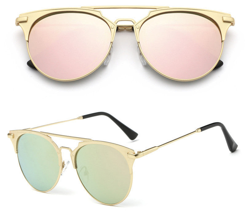 Pink Vintage ladies Women Sunglasses round Fashion Luxury flat mirror sun glasses Sunglasses for women Oculos De Sol Feminino - CelebritystyleFashion.com.au online clothing shop australia