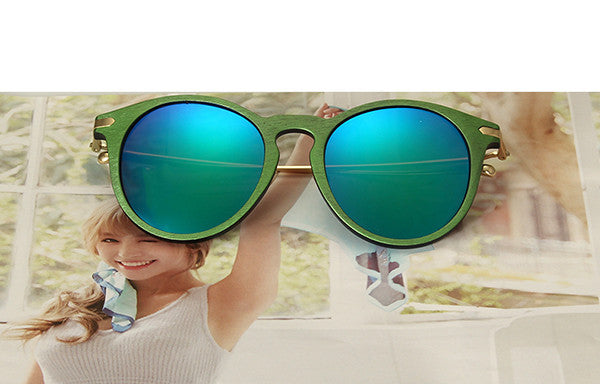 RFOLVE Newly Round Women Sun glasses Fashion Brand Design Imitation Wood Frame Sun glasses Oculos de Sol Masculino UV400 - CelebritystyleFashion.com.au online clothing shop australia