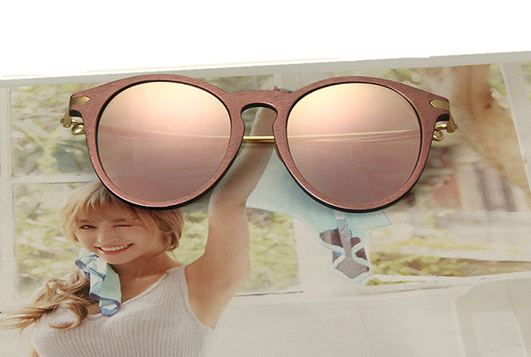 RFOLVE Newly Round Women Sun glasses Fashion Brand Design Imitation Wood Frame Sun glasses Oculos de Sol Masculino UV400 - CelebritystyleFashion.com.au online clothing shop australia