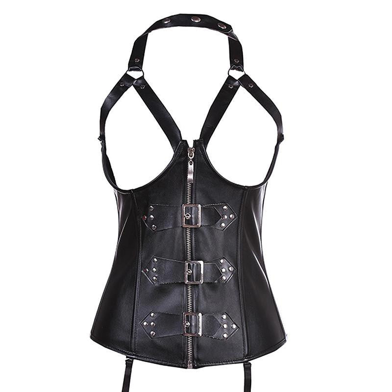 X Steampunk Steel Boned Lace up Back Body Bustier Overbust Corset Women Waist Corsets Black Plus Size S-6XL