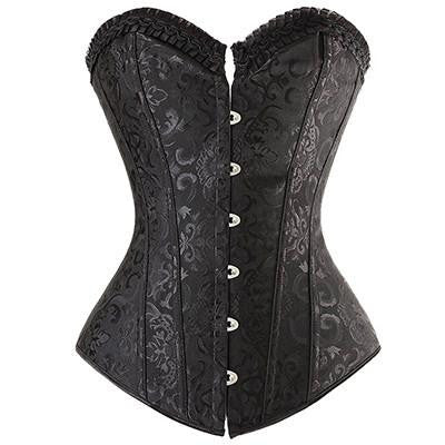 X Steampunk Steel Boned Lace up Back Body Bustier Overbust Corset Women Waist Corsets Black Plus Size S-6XL