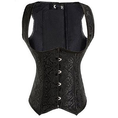 X Steampunk Steel Boned Lace up Back Body Bustier Overbust Corset Women Waist Corsets Black Plus Size S-6XL