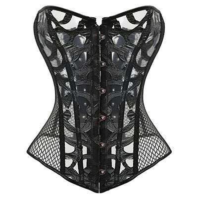 X Steampunk Steel Boned Lace up Back Body Bustier Overbust Corset Women Waist Corsets Black Plus Size S-6XL