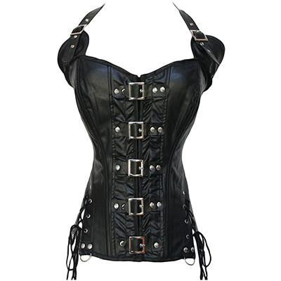 X Steampunk Steel Boned Lace up Back Body Bustier Overbust Corset Women Waist Corsets Black Plus Size S-6XL