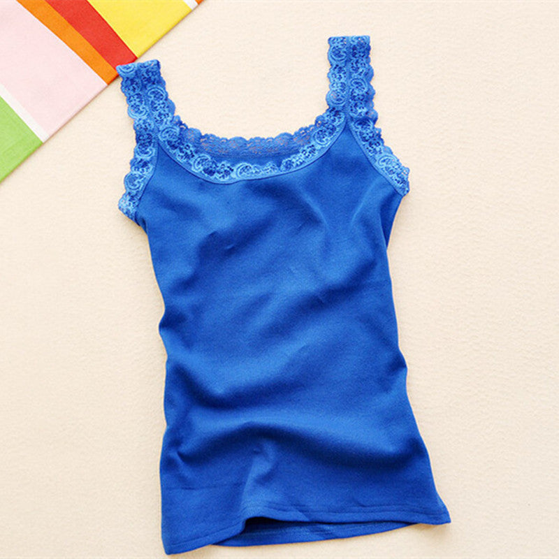 Online discount shop Australia - Basic Lace V-neck Vest Women Comfortable Soft Sexy  Lace Tanks Solid Colot Cotton Lace Tank Top Tunic