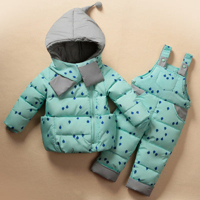 Online discount shop Australia - Children's Clothing Set Kids Ski Suit Overalls Baby Girls Down Coat Warm Snowsuits Jackets+bib Pants 2pcs/set 0-5T