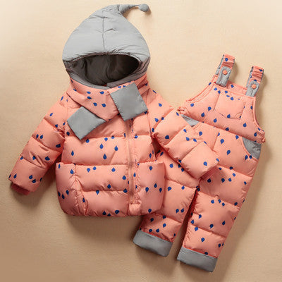 Online discount shop Australia - Children's Clothing Set Kids Ski Suit Overalls Baby Girls Down Coat Warm Snowsuits Jackets+bib Pants 2pcs/set 0-5T