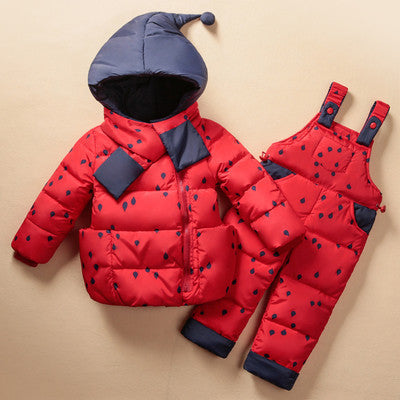 Online discount shop Australia - Children's Clothing Set Kids Ski Suit Overalls Baby Girls Down Coat Warm Snowsuits Jackets+bib Pants 2pcs/set 0-5T