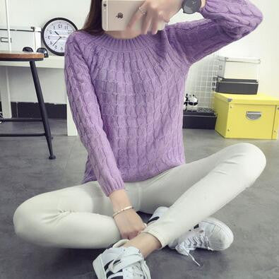 Fashion Knitted Sweater Long Sleeve O-neck Solid Women Sweaters and Pullovers All-match Sudaderas 6 Multi Colors