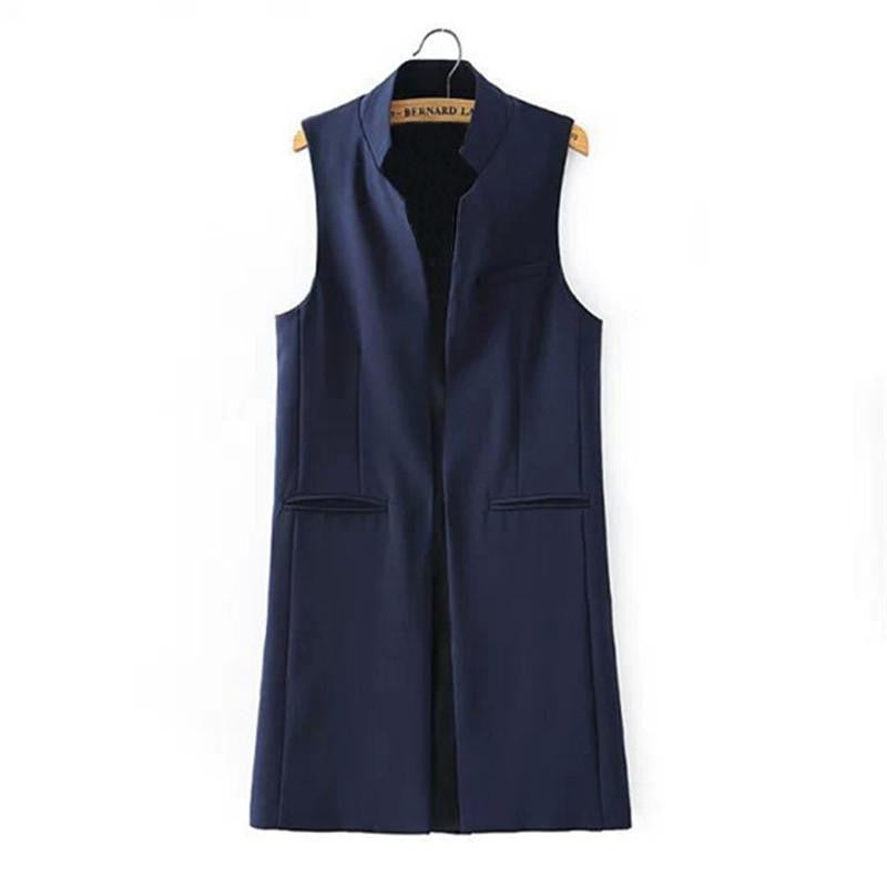 Women Long Vest Jacket Fashion Open Stitch Slim Waistcoat Casual Thin Outwear Sleeveless Cardigan Plus Size