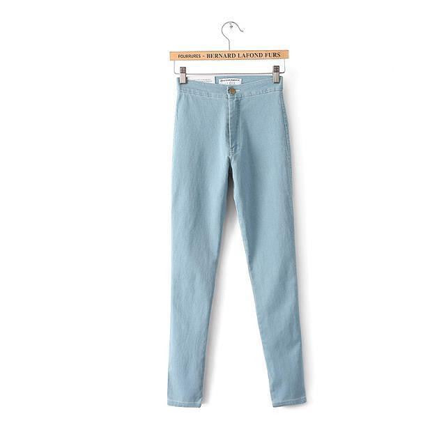 Vintage American Women High Waist Pant Jeans Femme Skinny Stretch Pencil Pants Ladies Black Jeggings Slim Hip Denim Pants