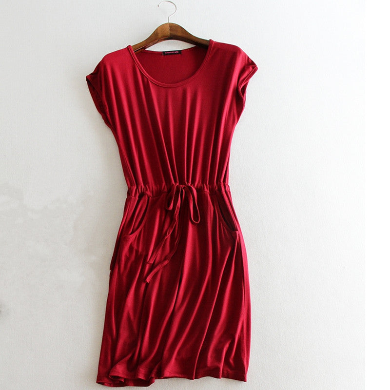 One Size Women Style Spring Summer Dress Casual Stripe Sleeveless Slim Dresses Solid Color Loose Dress AE529