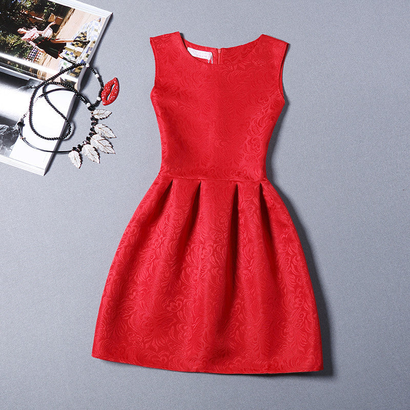 O-Neck Sleeveless Print Casual Dresses Women Vintage Princess Dress Ladies Party Clothing