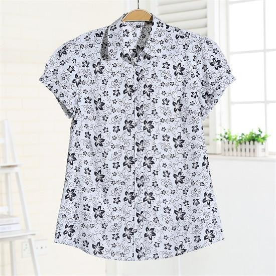 Short Sleeve Shirts Women Blouses Floral Print Cotton Tops Ladies Short Plus Size Women Clothes Fashion Shirt