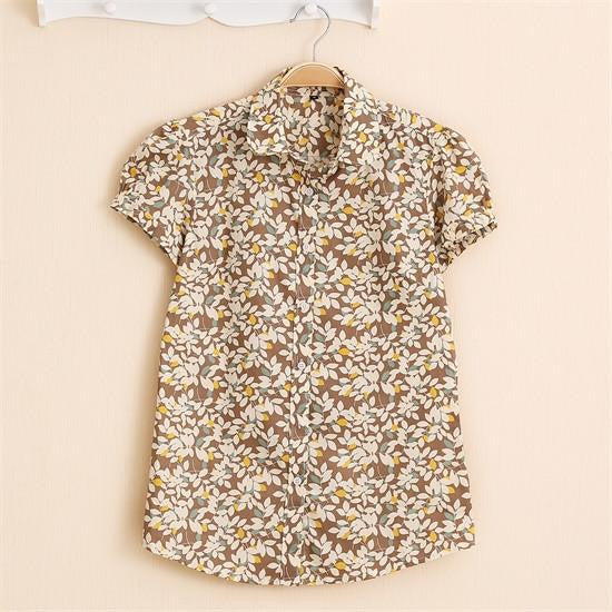 Short Sleeve Shirts Women Blouses Floral Print Cotton Tops Ladies Short Plus Size Women Clothes Fashion Shirt