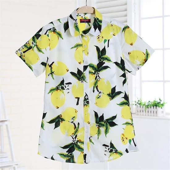 Short Sleeve Shirts Women Blouses Floral Print Cotton Tops Ladies Short Plus Size Women Clothes Fashion Shirt