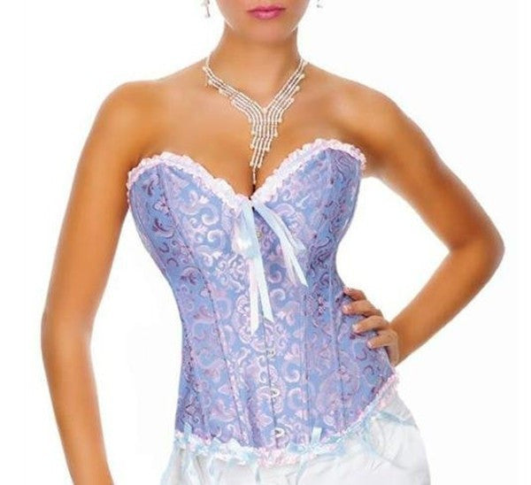 Corset Women Bone Black Lace Bustier Corset+G string Set Lingerie WL3015