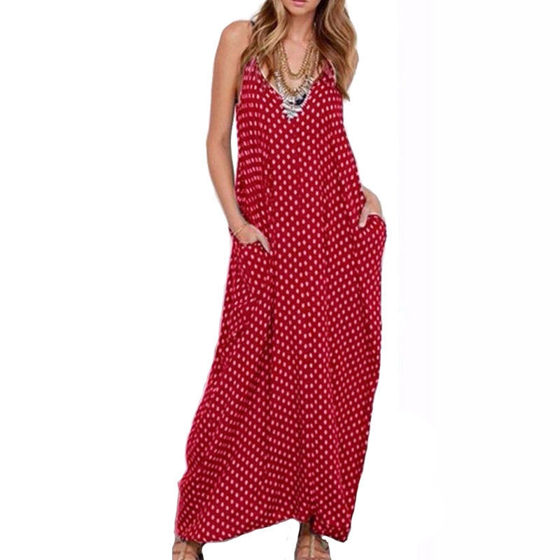 Online discount shop Australia - Dress Fashion Women Strapless Polka Dot Casual Loose Long Maxi Dress Sexy Beachwear Cotton Vestidos Plus Size