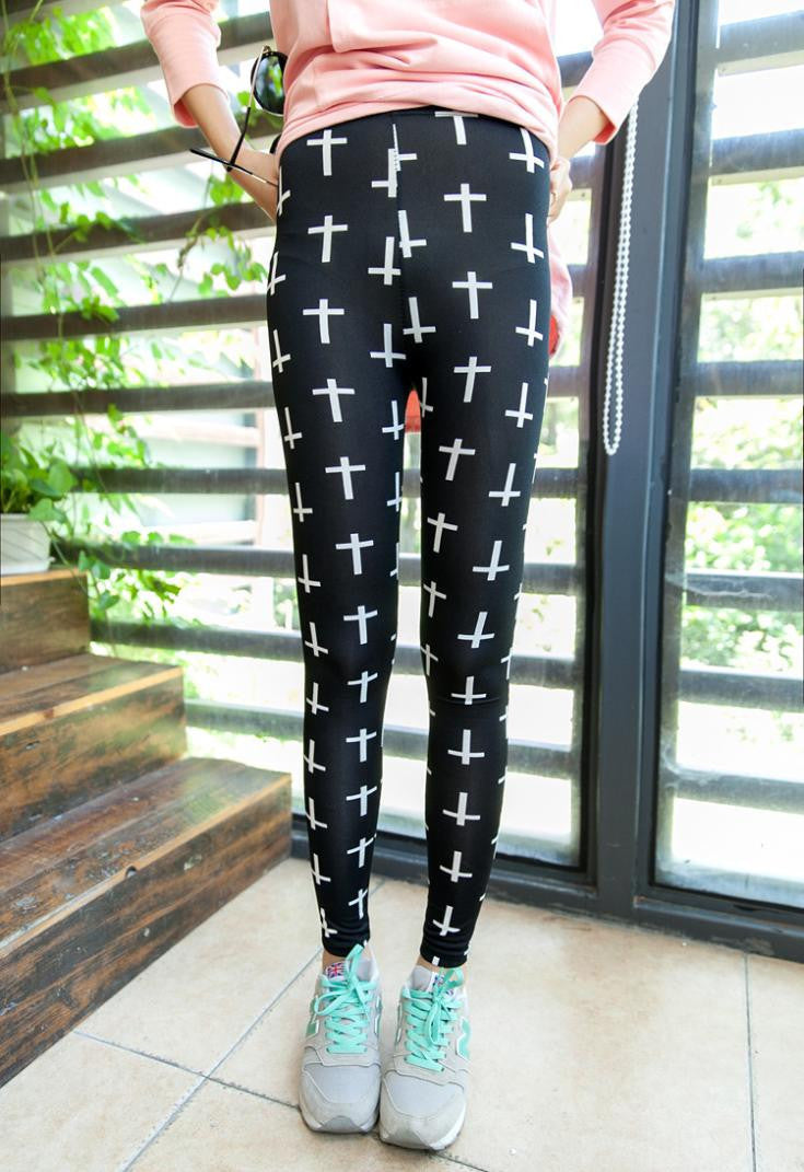Online discount shop Australia - High Elastic Design Vintage graffiti Leggings Floral patterned Print Leggins