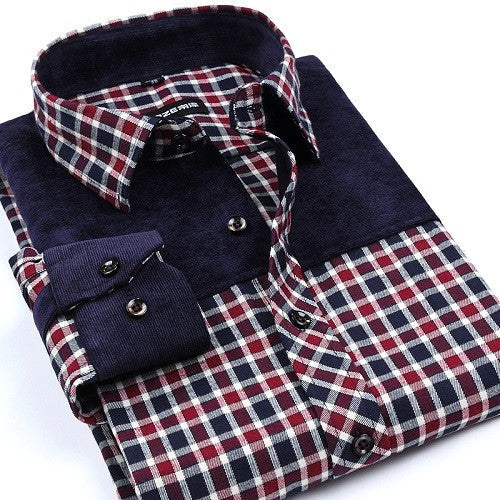 Fashion Casual Grid long-sleeved mens plaid shirts, Fashion Leisure styles lim fit flannel shirt - CelebritystyleFashion.com.au online clothing shop australia