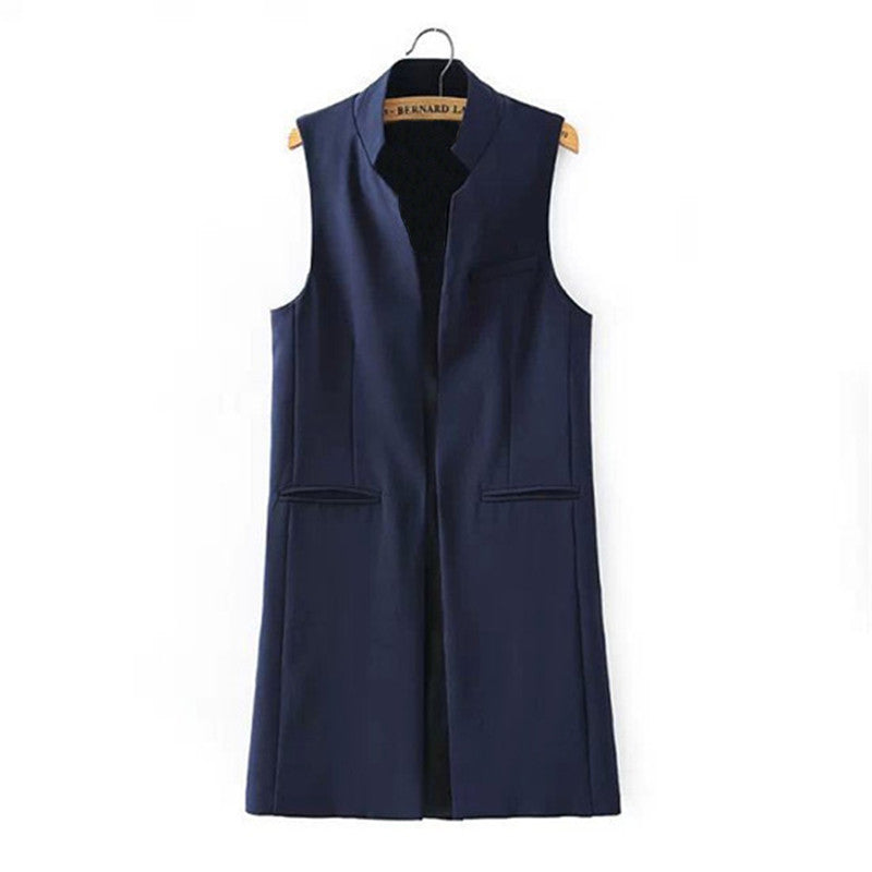 Online discount shop Australia - Fashion Women Open Stitch Slim Waistcoat Long Vest Jacket Casual Thin Outwear Sleeveless Cardigan Plus Size