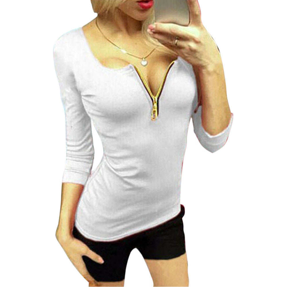 Online discount shop Australia - Long Sleeve Women Ladies Sexy V-neck Tops Tee Shirt Casual Party Blouse