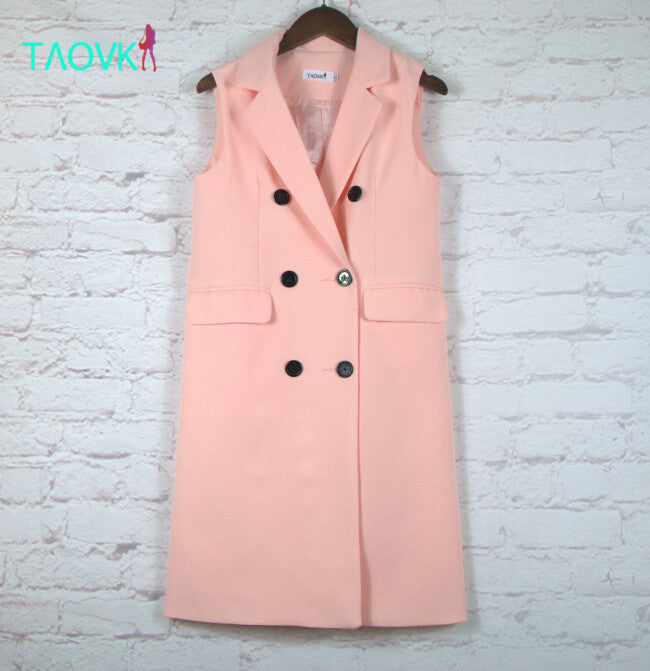 Online discount shop Australia - new  Russian style women  Vest Refashiond White Pink rand Yellow lapel solid color vest coat