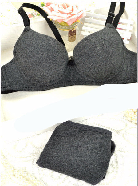 Online discount shop Australia - 100% cotton comfortable bra & brief sets young girl underwear bamboo thin bra set women's single-bra