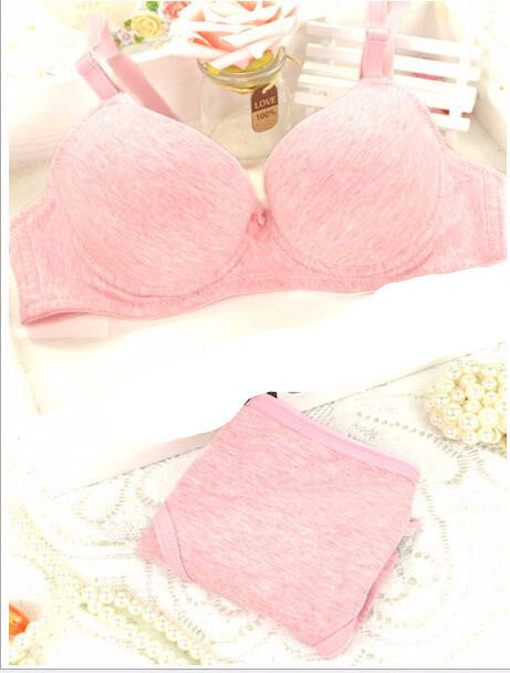 Online discount shop Australia - 100% cotton comfortable bra & brief sets young girl underwear bamboo thin bra set women's single-bra