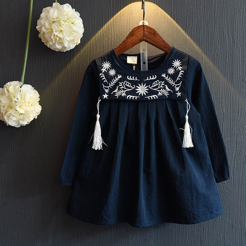 Online discount shop Australia - Girls Dresses Brand Girls Dress College Wind Embroidery Design Dress for Girls Kids Clothes Princess Dresses