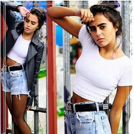 Short Sleeves Tops Women Basic Tees Cropped Tops Fashion Slim Brand Fitting Tank Tops Corset Clubwear