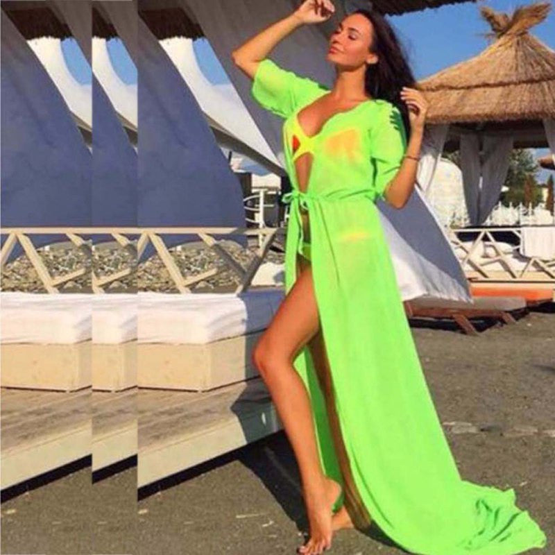 Women Loose Chiffon Cardigan Blouse Shirt Bathing Suit suit Cover Up wear Beach Dress KJ2 K2